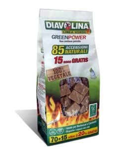 Diavolina green power bag - 85 accensioni naturali.